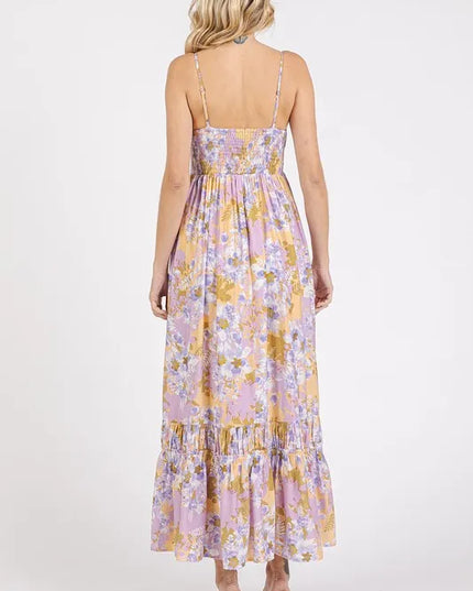 Mittoshop Floral Smocked Back Ruffled Hem Maxi Cami Dress