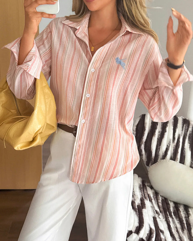 Striped Button Up Long Sleeve Shirt