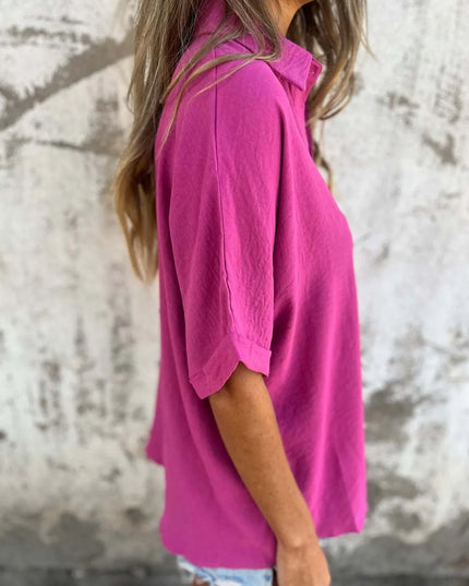 Full Size Collared Neck Half Sleeve Shirt Plus Size 