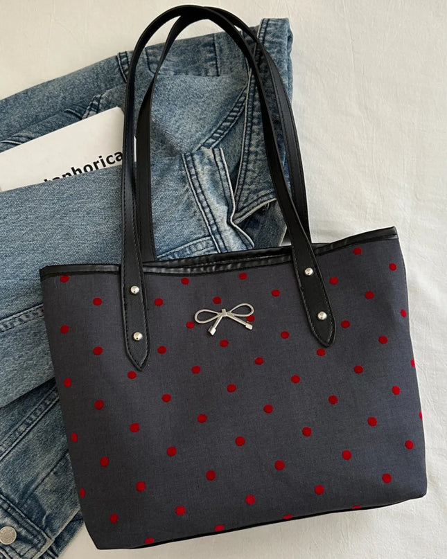 Bow Trim Polyester Tote Bag 