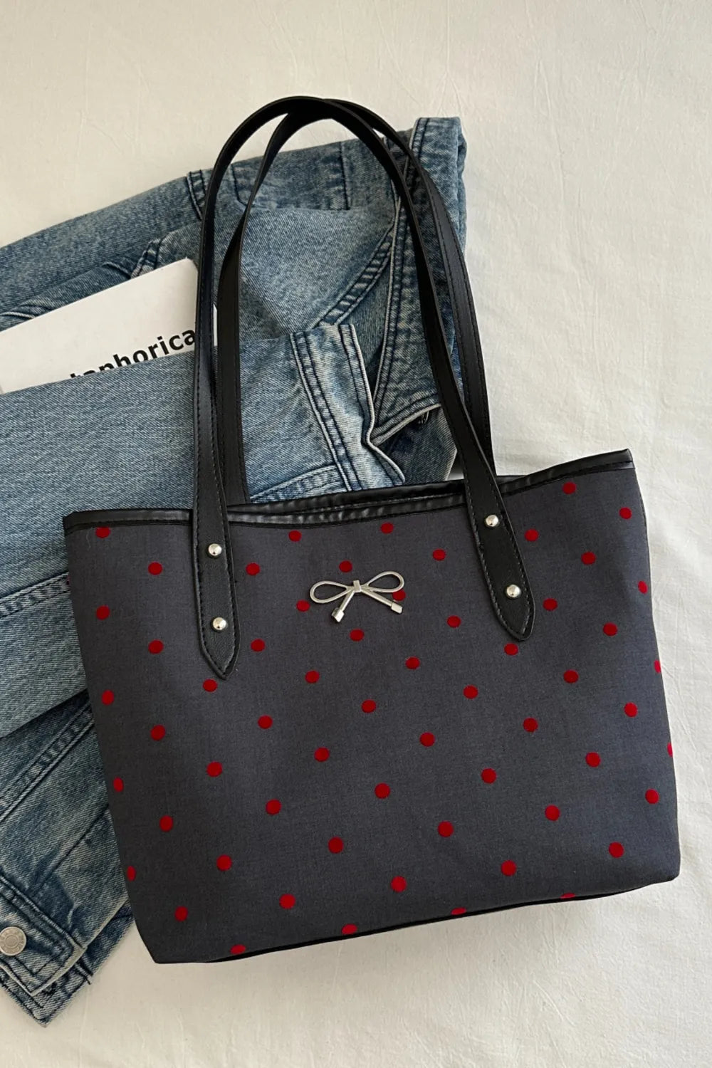 Bow Trim Polyester Tote Bag 