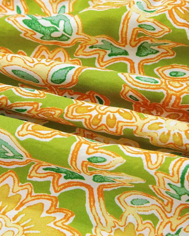 Multicolour Printed Contrast Bubble Sleeve Patchwork Blouse