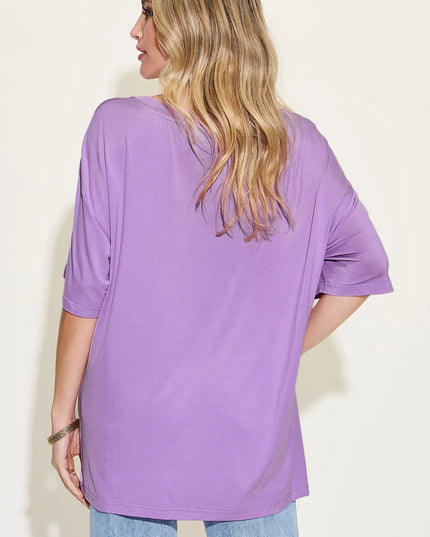 Basic Bae Full Size Bamboo V-Neck Drop Shoulder T-Shirt 