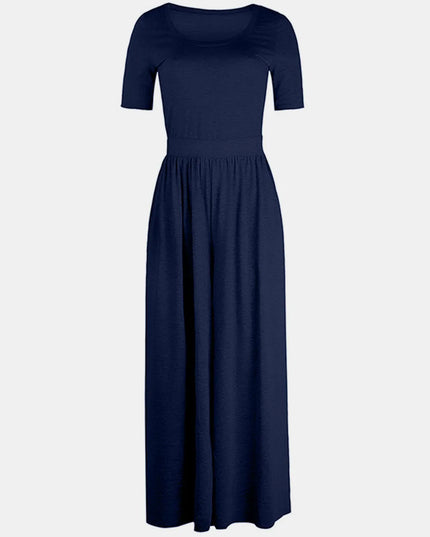 Scoop Neck Short Sleeve Jumpsuit