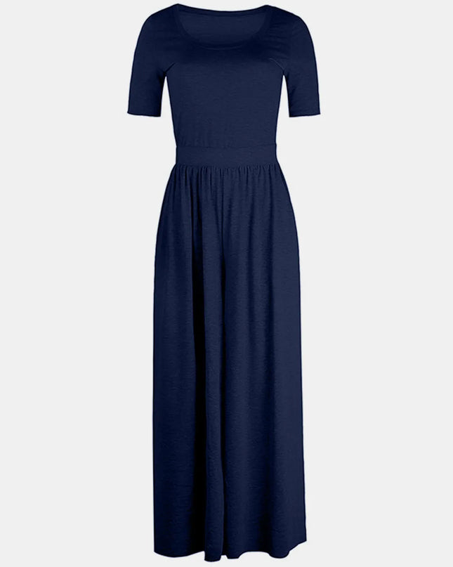 Scoop Neck Short Sleeve Jumpsuit