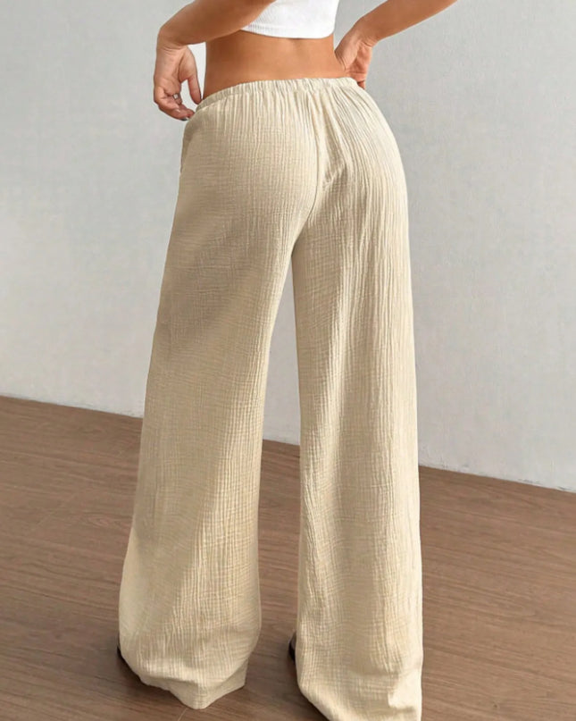Wide Leg Drawstring Casual Pants