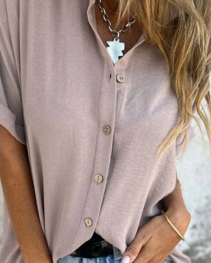 Full Size Collared Neck Half Sleeve Shirt Plus Size 