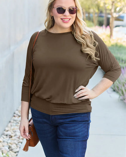 Basic Bae Full Size Round Neck Batwing Sleeve Top