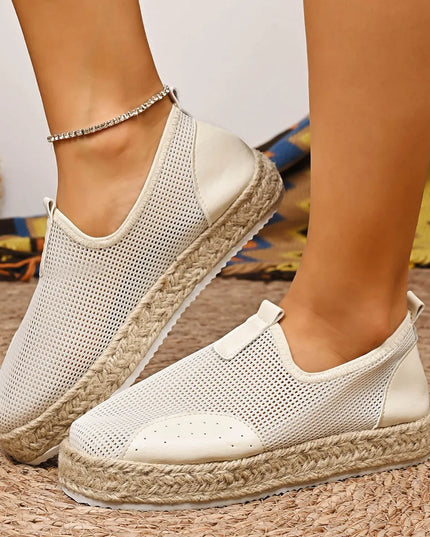 Mesh Espadrille Platform Slip-Ons 