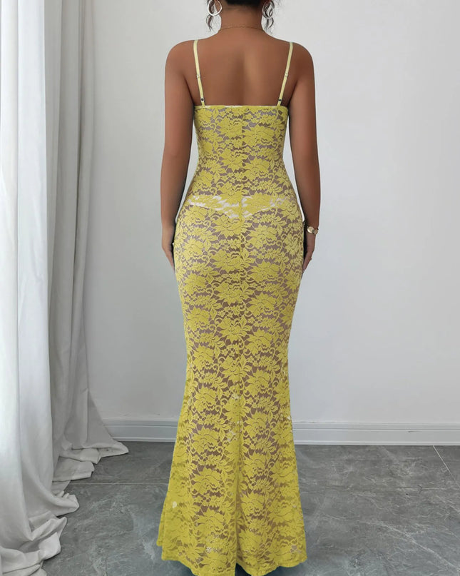 Lace Square Neck Maxi Cami Dress