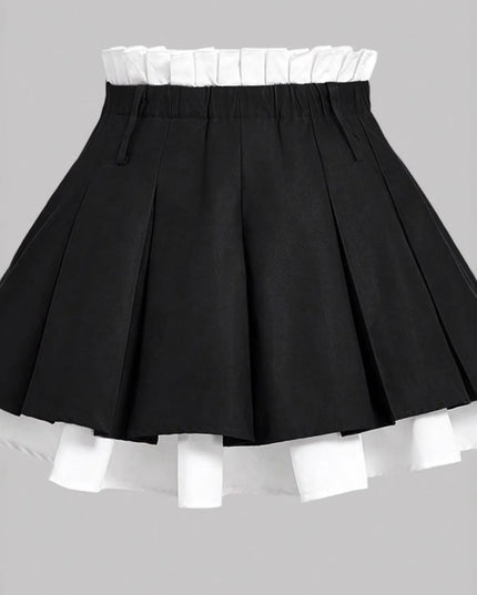 Contrast Pleated Mini Skirt