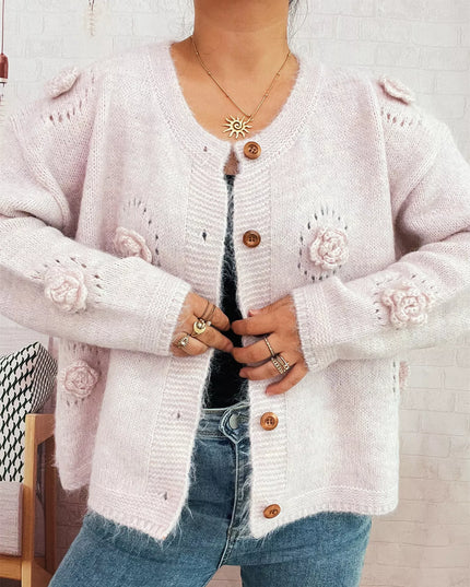 Flower Button-Up Cardigan