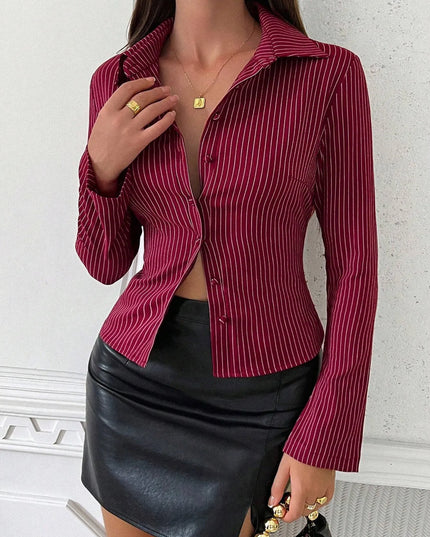 Striped Button Up Long Sleeve Shirt