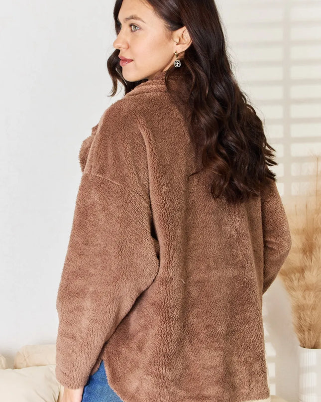 Culture Code Double Breasted Fuzzy Coat