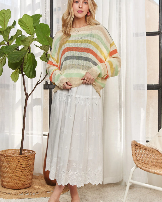 ADORA Stripe Long Sleeves Knit Top