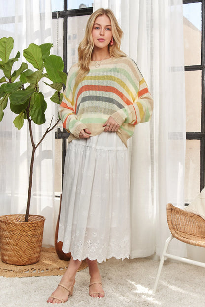 ADORA Stripe Long Sleeves Knit Top