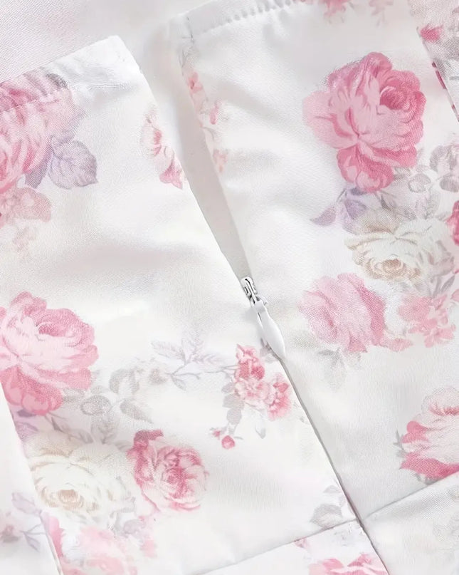 Ruffled Hem Floral Tie-Strap Mini Dress