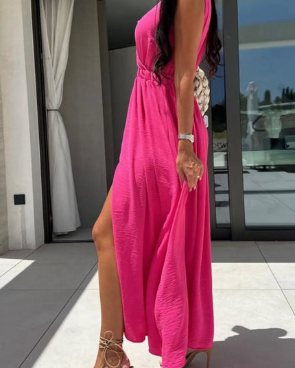 Surplice Sleeveless Slit Maxi Dress