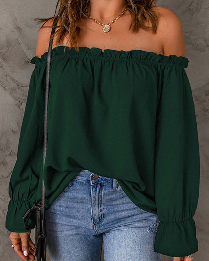 Off-Shoulder Flounce Sleeve Blouse 