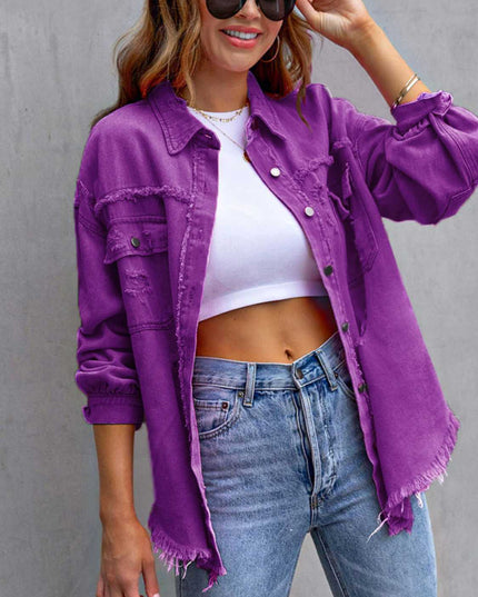 Distressed Drop Shoulder Denim Jacket