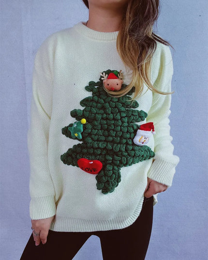 Christmas Tree Round Neck Long Sleeve Sweater
