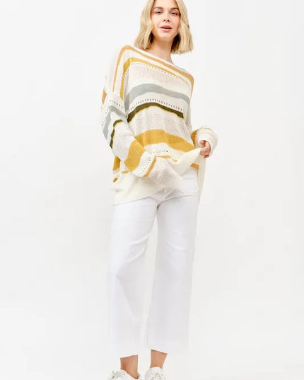 And The Why Abstract Striped Light Weight Loose Sweater
