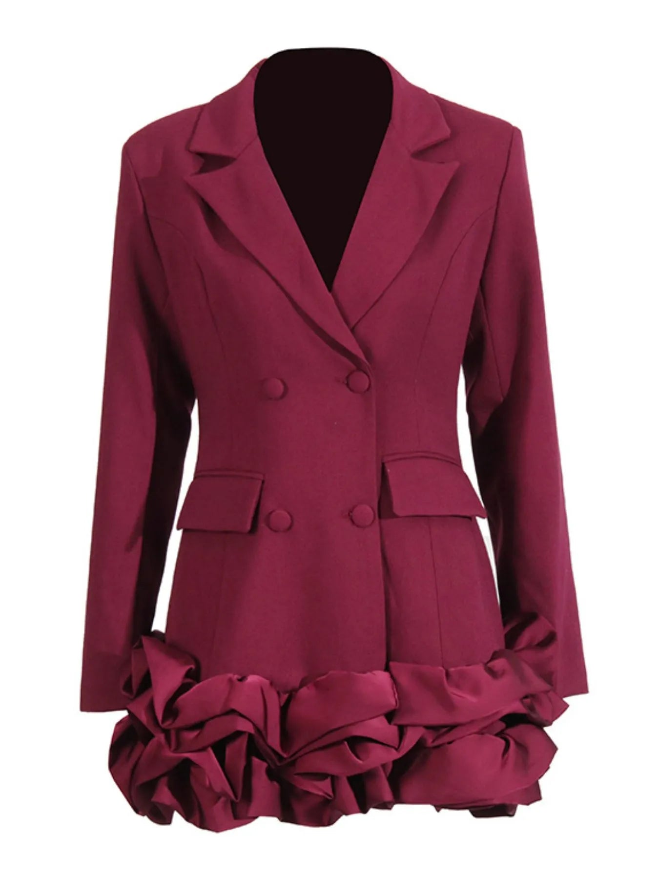Ruffle Hem Double-Breasted Blazer Dress