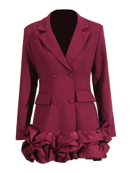 Ruffle Hem Double-Breasted Blazer Dress