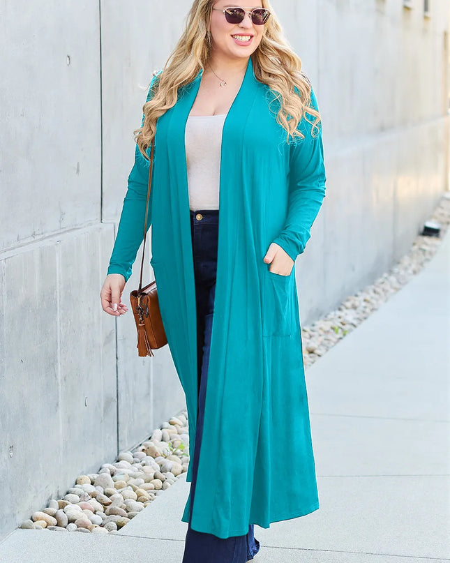 Basic Bae Full Size Open Front Long Sleeve Cover Up