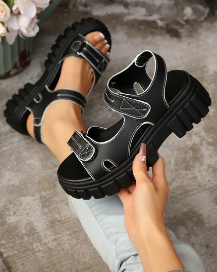 Platform Chunky Velcro Strap Sandals 