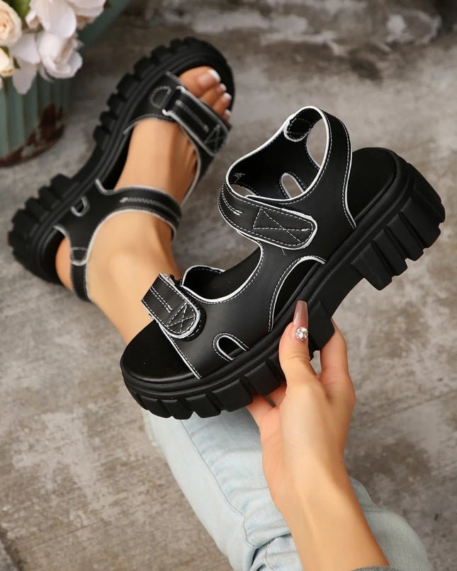 Platform Chunky Velcro Strap Sandals 