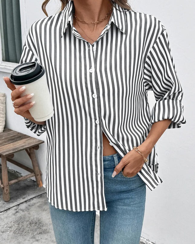 Striped Oversized Button-Up Shirt
