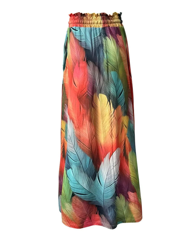 Printed Maxi Skirt with Pockets 