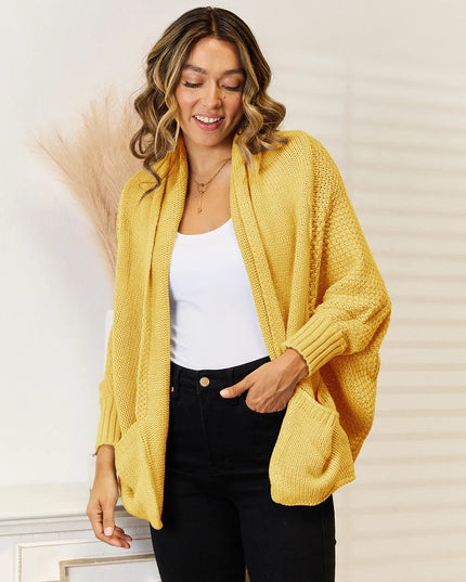 Angel Wings Open Front  Cardigan with Pockets 