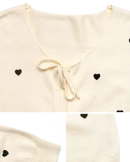 Heart Tie-Front Long Sleeve Cardigan