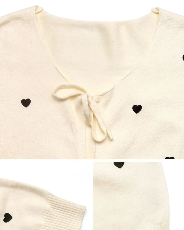Heart Tie-Front Long Sleeve Cardigan
