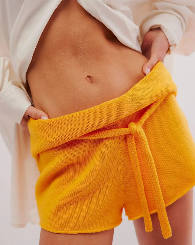 Tied Casual Shorts Gold