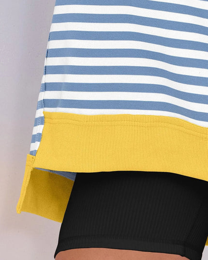 Notched Long Sleeve Oversized Sweatshirt