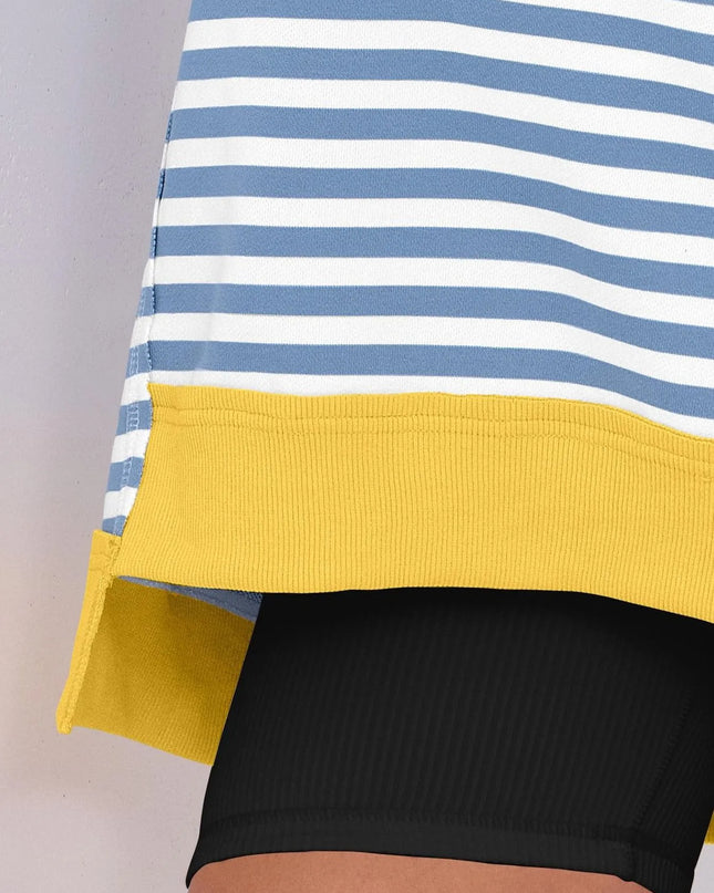 Notched Long Sleeve Oversized Sweatshirt