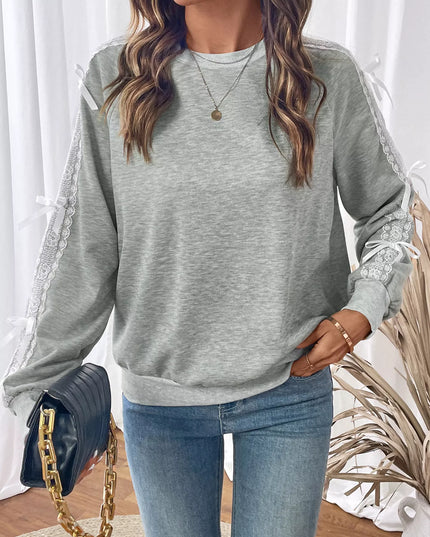 Lace Detail Round Neck Sweatshirt