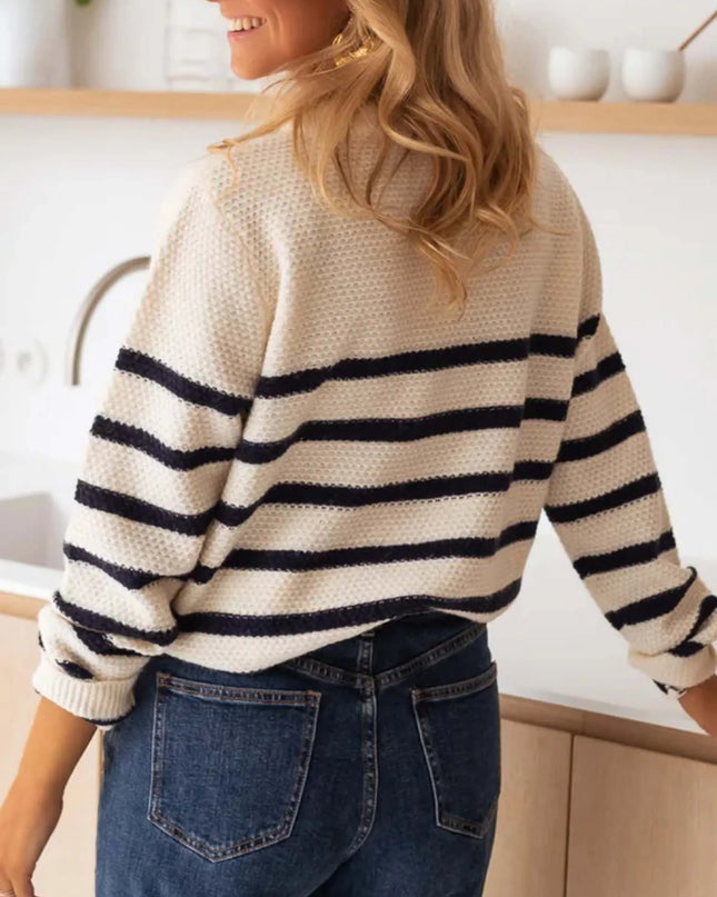 Striped Button-Front Sweater