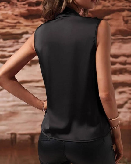 Sleeveless Wrap Draped Blouse