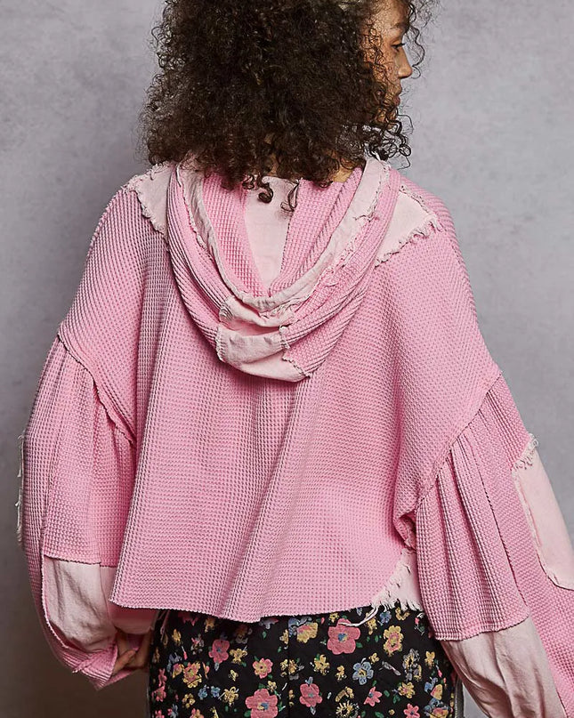 POL Raw Hem Cropped Hooded Jacket