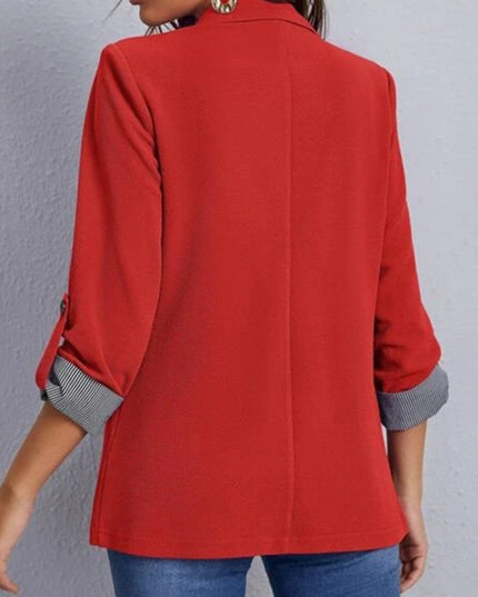 Lapel Collar Roll-Tab Sleeve Blazer