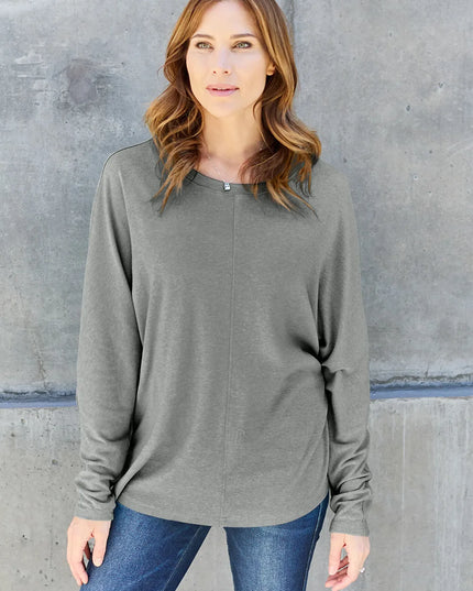 Double Take Full Size Round Neck Long Sleeve T-Shirt