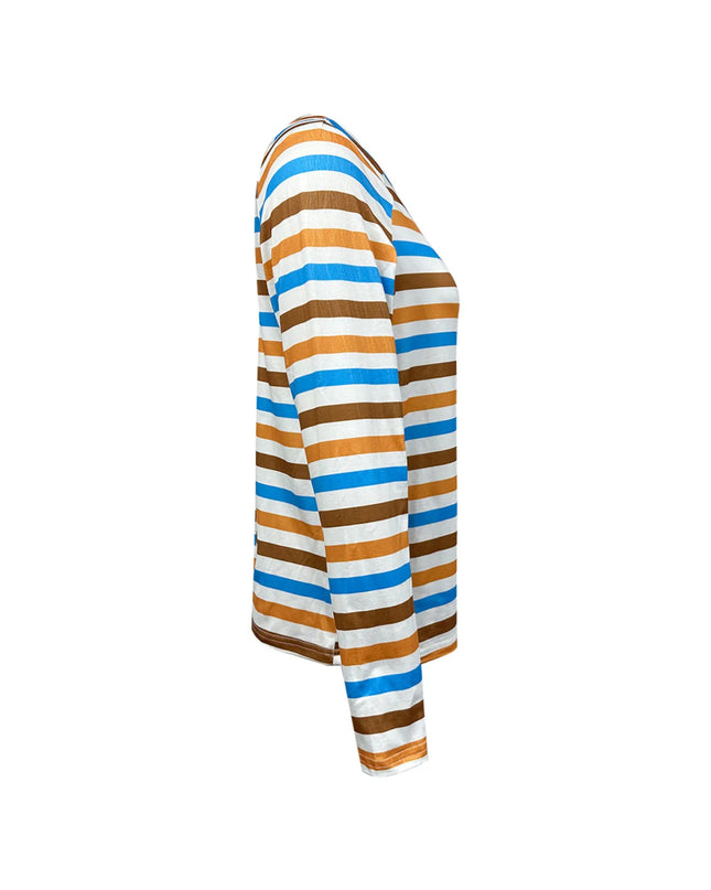 Full Size Striped Long Sleeve Casual Top Plus Size