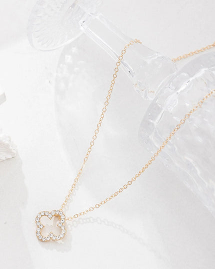 Inlaid Zircon Clover Pendant Necklace