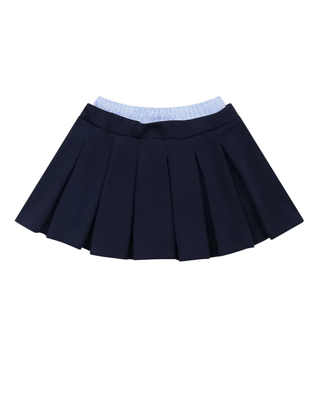 Drawstring Pleated Mini Skirt