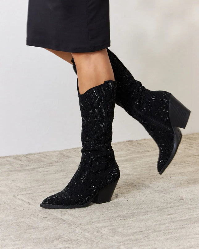 Forever Link Rhinestone Knee High Cowboy Boots