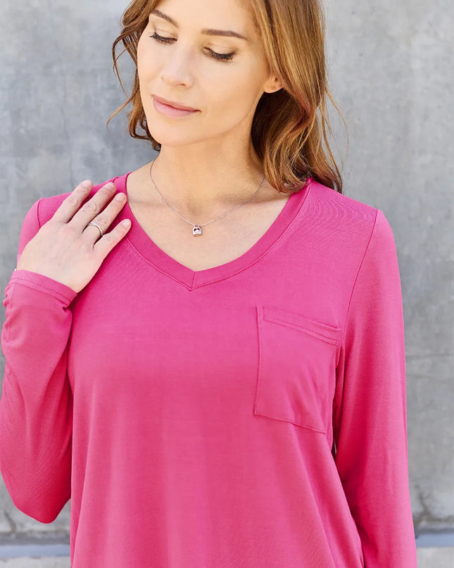 Basic Bae Full Size V-Neck Long Sleeve Top